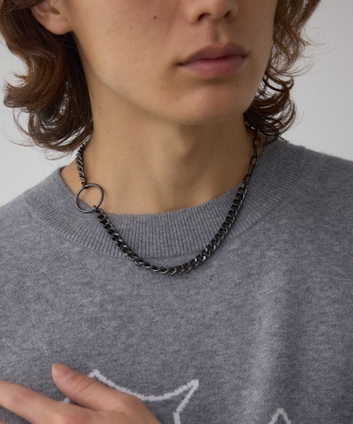 AZUL by moussy（アズールバイマウジー）の「ミックスチェーンネックレス（ネックレス・メンズ・ブラック/シルバー・FREE）」の2枚目の写真
