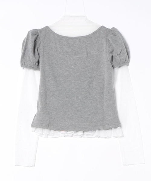 Anely(アネリー)の「ドット柄 シアー レイヤード トップス 2点セット(Tシャツ/カットソー・レディース・グレー/アイボリー/ピンク・FREE)」の8枚目の写真
