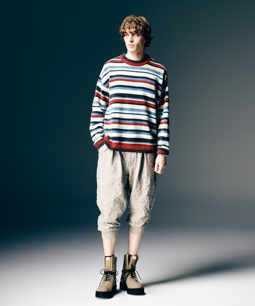 glamb（グラム）の「Mid Century Border Knit / ミッドセンチュリーボーダーニット（ニット/セーター・メンズ・ブルー・S/M/L）」の8枚目の写真