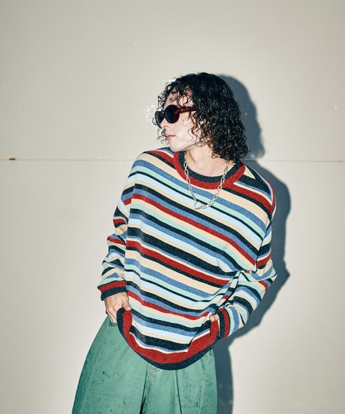 glamb（グラム）の「Mid Century Border Knit / ミッドセンチュリーボーダーニット（ニット/セーター・メンズ・ブルー・S/M/L）」の9枚目の写真