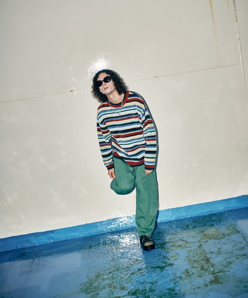 glamb（グラム）の「Mid Century Border Knit / ミッドセンチュリーボーダーニット（ニット/セーター・メンズ・ブルー・S/M/L）」の11枚目の写真