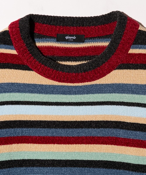 glamb（グラム）の「Mid Century Border Knit / ミッドセンチュリーボーダーニット（ニット/セーター・メンズ・ブルー・S/M/L）」の12枚目の写真