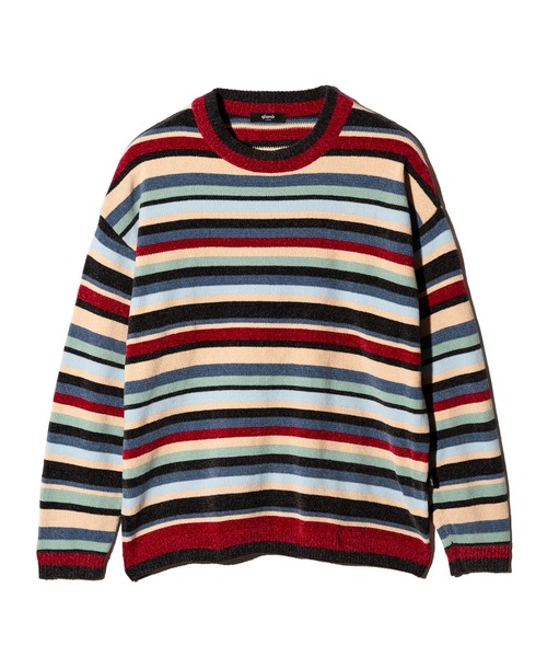 glamb（グラム）の「Mid Century Border Knit / ミッドセンチュリーボーダーニット（ニット/セーター・メンズ・ブルー・S/M/L）」の2枚目の写真