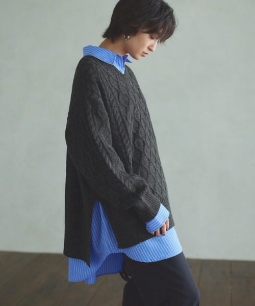 RASW(ラス)の「ケーブルルーズニット(ニット/セーター・レディース・アイボリー/ブラック・M/S/L)」の19枚目の写真