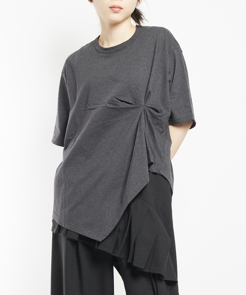 gomme（ゴム）の「クシュドＴ（Tシャツ/カットソー・レディース・チャコールグレー/ブラック/ホワイト/オレンジ・MEDIUM）」の3枚目の写真