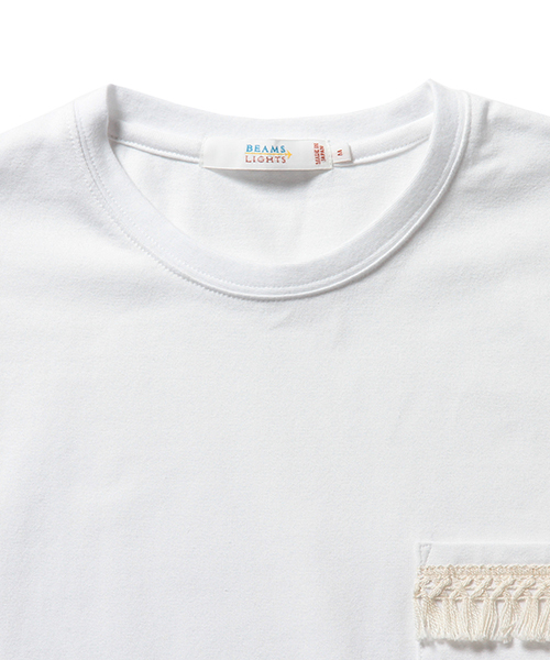 BEAMS LIGHTS Men's（ビームスライツ メンズ）の「BEAMS LIGHTS / フリンジポケットクルーネックTシャツ（日本製）（Tシャツ/カットソー・メンズ・ホワイト/オリーブ・X-LARGE/SMALL/MEDIUM/LARGE）」の4枚目の写真