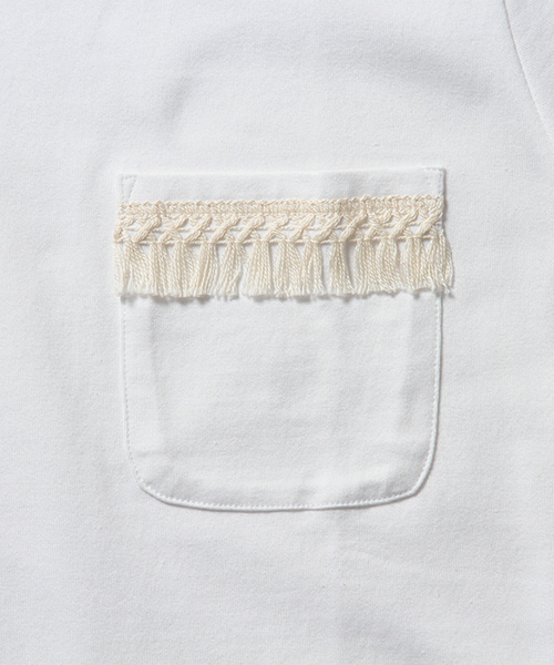 BEAMS LIGHTS Men's（ビームスライツ メンズ）の「BEAMS LIGHTS / フリンジポケットクルーネックTシャツ（日本製）（Tシャツ/カットソー・メンズ・ホワイト/オリーブ・X-LARGE/SMALL/MEDIUM/LARGE）」の6枚目の写真