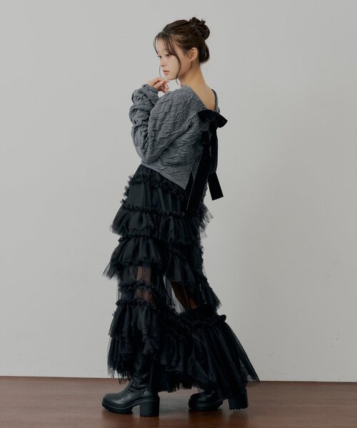 Chico（チコ）の「【SALON by Chico】ランダムチュールフレアスカート（スカート・レディース・ピンク/アイボリー/ブラック・FREE）」の2枚目の写真