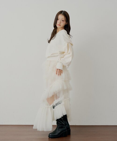 Chico（チコ）の「【SALON by Chico】ランダムチュールフレアスカート（スカート・レディース・ピンク/アイボリー/ブラック・FREE）」の17枚目の写真