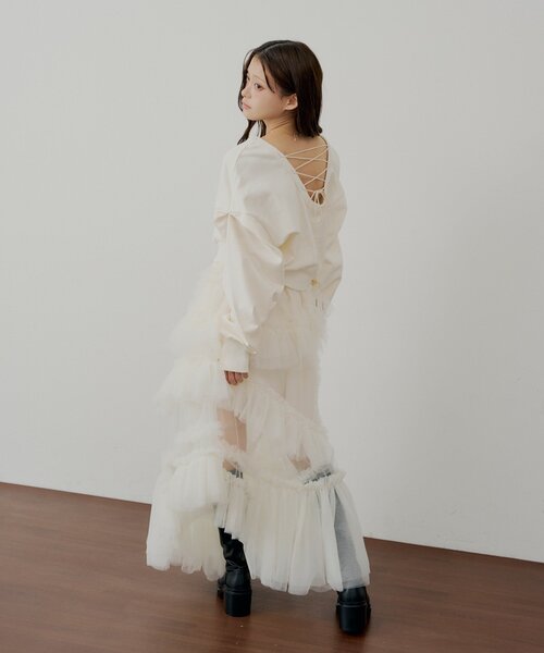 Chico（チコ）の「【SALON by Chico】ランダムチュールフレアスカート（スカート・レディース・ピンク/アイボリー/ブラック・FREE）」の18枚目の写真