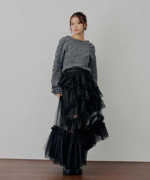 Chico（チコ）の「【SALON by Chico】ランダムチュールフレアスカート（スカート・レディース・ピンク/アイボリー/ブラック・FREE）」の5枚目の写真