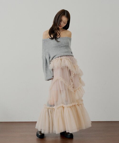 Chico（チコ）の「【SALON by Chico】ランダムチュールフレアスカート（スカート・レディース・ピンク/アイボリー/ブラック・FREE）」の12枚目の写真