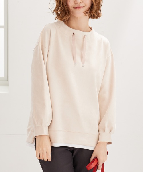 BELLUNA PLUS(ベルーナ)の「スエード調重ね着風プルオーバー(Tシャツ/カットソー・レディース・グリーン/アイボリー/ピンク・MEDIUM/LARGE/X-LARGE)」の7枚目の写真