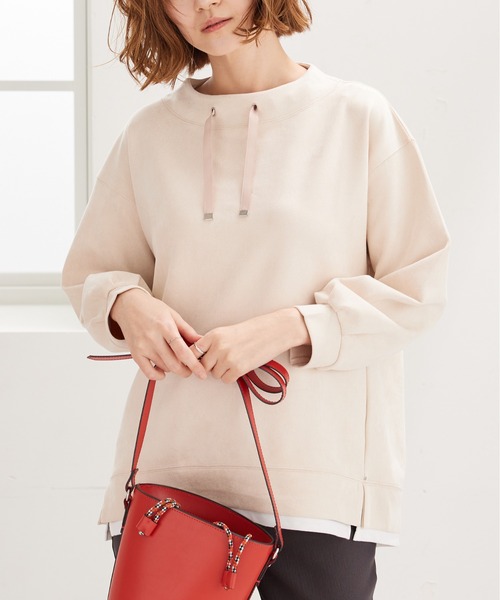 BELLUNA PLUS(ベルーナ)の「スエード調重ね着風プルオーバー(Tシャツ/カットソー・レディース・グリーン/アイボリー/ピンク・MEDIUM/LARGE/X-LARGE)」の8枚目の写真