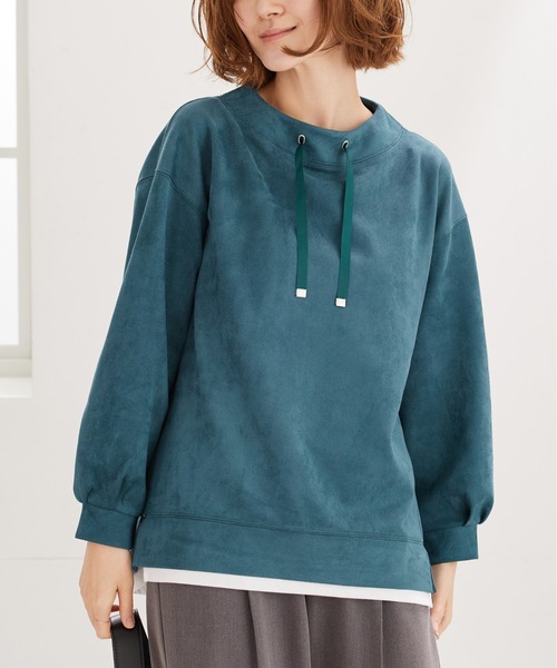 BELLUNA PLUS(ベルーナ)の「スエード調重ね着風プルオーバー(Tシャツ/カットソー・レディース・グリーン/アイボリー/ピンク・MEDIUM/LARGE/X-LARGE)」の12枚目の写真