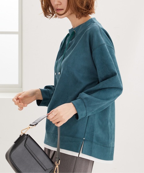 BELLUNA PLUS(ベルーナ)の「スエード調重ね着風プルオーバー(Tシャツ/カットソー・レディース・グリーン/アイボリー/ピンク・MEDIUM/LARGE/X-LARGE)」の13枚目の写真