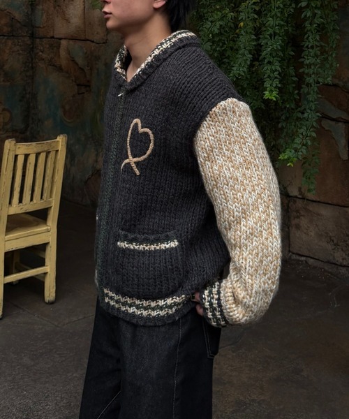 Gaphos (ガフォス)の「ハートカウチンニットジャケット(ニット/セーター・メンズ・グリーン・1/2)」の3枚目の写真