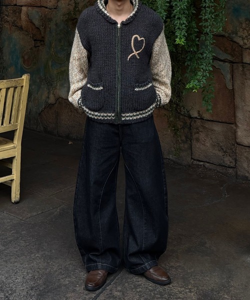 Gaphos (ガフォス)の「ハートカウチンニットジャケット(ニット/セーター・メンズ・グリーン・1/2)」の4枚目の写真