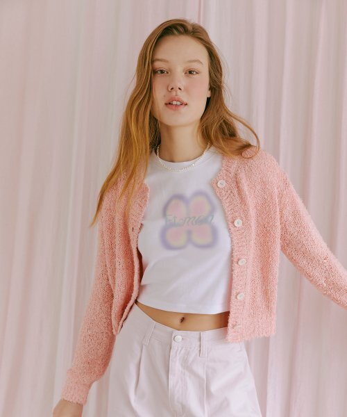 ETMON(エトモン)の「Color Blend Knit Cardigan Pink(カーディガン/ボレロ・レディース・その他・FREE)」の1枚目の写真