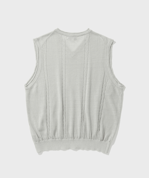 SHIRTER(シャーター)の「CABLE LINEN KNIT VEST (LIGHT GREY)(ベスト・メンズ・その他・LARGE/MEDIUM)」の2枚目の写真