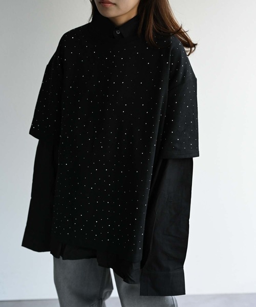 CREARE -LINO-(クレアーレリノ)の「スタッズデザインTシャツ(Tシャツ/カットソー・メンズ・ブラック/オフホワイト/チャコール・FREE)」の6枚目の写真