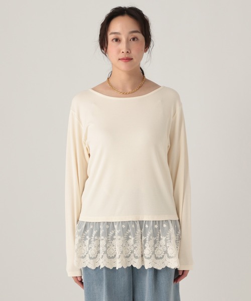 Elura（エルーラ）の「レースコンビロンTEE/634721（Tシャツ/カットソー・レディース・ホワイト/ブラック・FREE）」の8枚目の写真