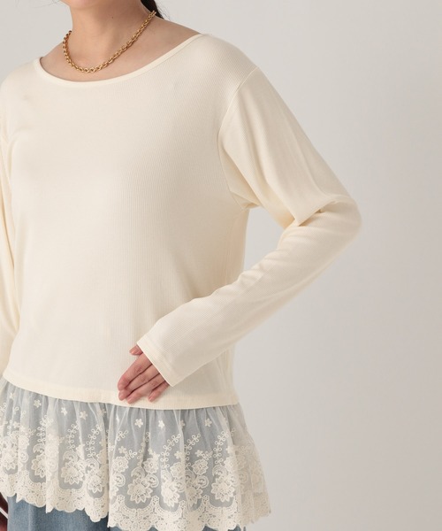 Elura（エルーラ）の「レースコンビロンTEE/634721（Tシャツ/カットソー・レディース・ホワイト/ブラック・FREE）」の13枚目の写真