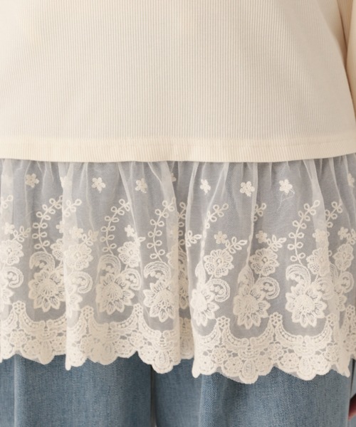 Elura（エルーラ）の「レースコンビロンTEE/634721（Tシャツ/カットソー・レディース・ホワイト/ブラック・FREE）」の15枚目の写真