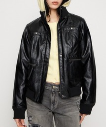 COMPACT FAUX LEATHER ブルゾン