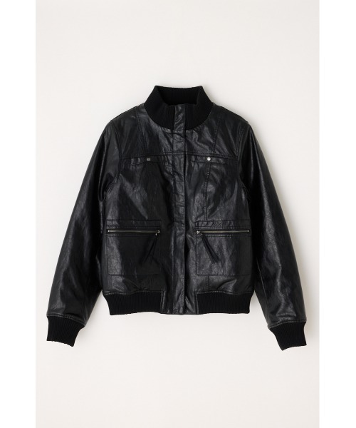 LAGUA GEM（ラグアジェム）の「COMPACT FAUX LEATHER ブルゾン（ブルゾン・レディース・アイボリー/ブラック・FREE）」の6枚目の写真