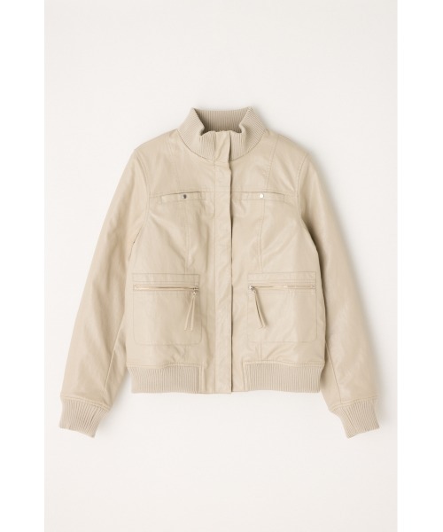 LAGUA GEM（ラグアジェム）の「COMPACT FAUX LEATHER ブルゾン（ブルゾン・レディース・アイボリー/ブラック・FREE）」の16枚目の写真