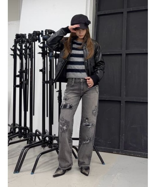 LAGUA GEM（ラグアジェム）の「COMPACT FAUX LEATHER ブルゾン（ブルゾン・レディース・アイボリー/ブラック・FREE）」の19枚目の写真