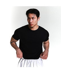 トラベルウェアソフトタッチマッスルフィット半袖Tシャツ(メランジブラック)