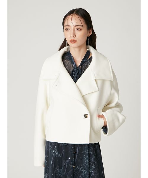 FRAY I.D（フレイアイディー）の「スタンドカラーショートコート（トレンチコート・レディース・マルチ/ホワイト/オレンジ・1/0）」の11枚目の写真