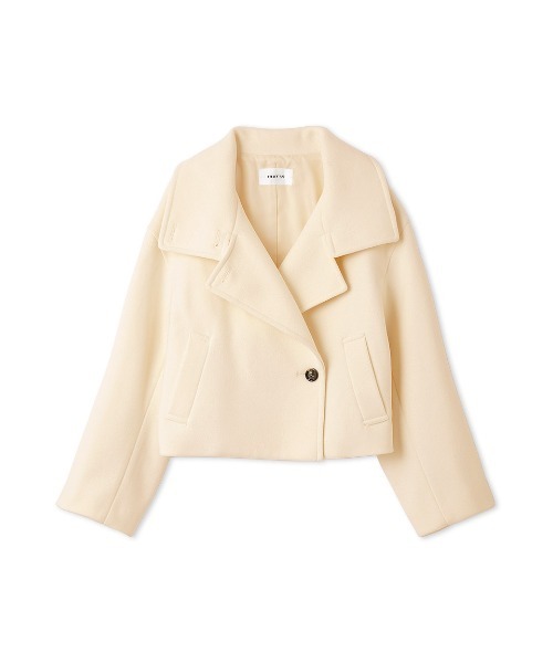 FRAY I.D（フレイアイディー）の「スタンドカラーショートコート（トレンチコート・レディース・マルチ/ホワイト/オレンジ・1/0）」の12枚目の写真