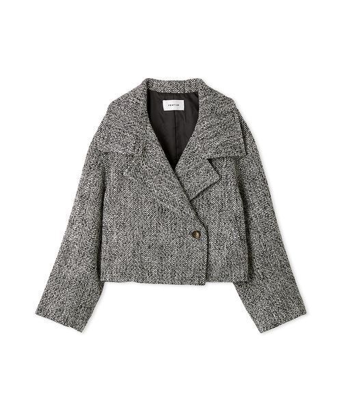 FRAY I.D（フレイアイディー）の「スタンドカラーショートコート（トレンチコート・レディース・マルチ/ホワイト/オレンジ・1/0）」の13枚目の写真