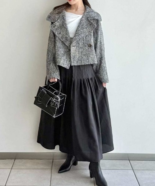 FRAY I.D（フレイアイディー）の「スタンドカラーショートコート（トレンチコート・レディース・マルチ/ホワイト/オレンジ・1/0）」の8枚目の写真