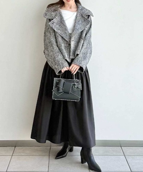 FRAY I.D（フレイアイディー）の「スタンドカラーショートコート（トレンチコート・レディース・マルチ/ホワイト/オレンジ・1/0）」の9枚目の写真