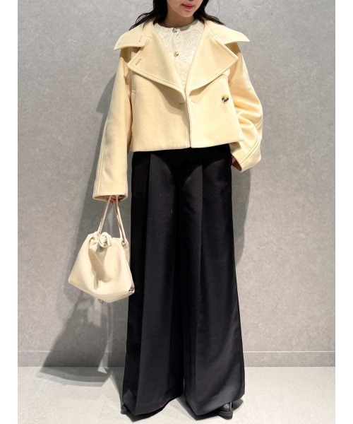 FRAY I.D（フレイアイディー）の「スタンドカラーショートコート（トレンチコート・レディース・マルチ/ホワイト/オレンジ・1/0）」の6枚目の写真