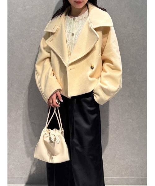 FRAY I.D（フレイアイディー）の「スタンドカラーショートコート（トレンチコート・レディース・マルチ/ホワイト/オレンジ・1/0）」の7枚目の写真