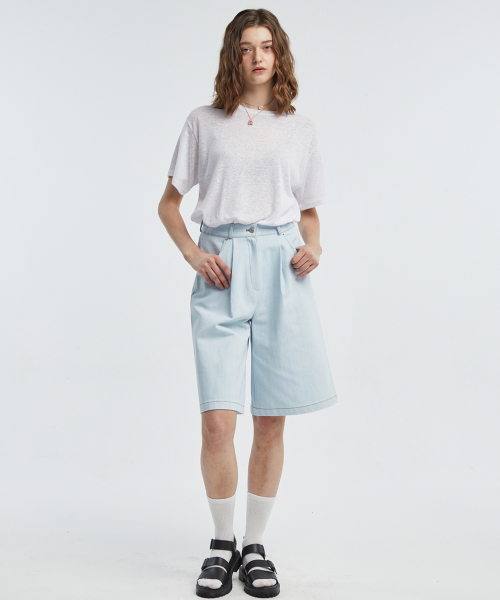 manavis7（マナビスセブン）の「バミューダジンショーツ[ライトブルー]（その他パンツ・レディース・ライトブルー・SMALL/MEDIUM）」の2枚目の写真