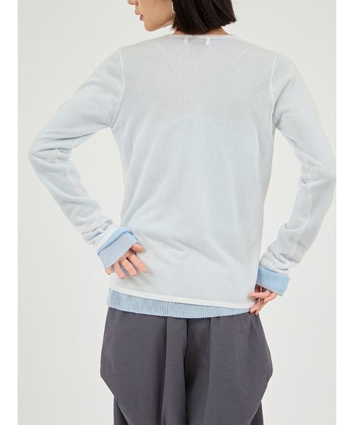 emmi（エミ）の「【セットアイテム】eco ヘンリーネックレイヤードニットトップス（ニット/セーター・レディース・ベージュ/ホワイト/グレー・F）」の5枚目の写真