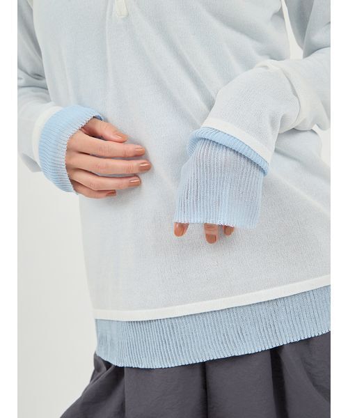 emmi（エミ）の「【セットアイテム】eco ヘンリーネックレイヤードニットトップス（ニット/セーター・レディース・ベージュ/ホワイト/グレー・F）」の9枚目の写真