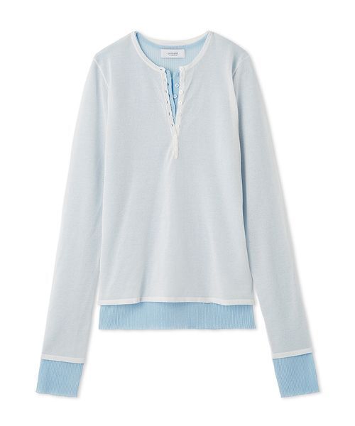 emmi（エミ）の「【セットアイテム】eco ヘンリーネックレイヤードニットトップス（ニット/セーター・レディース・ベージュ/ホワイト/グレー・F）」の22枚目の写真