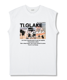 サンセットリレックス オーバーサイズ ノースリーブTシャツ ホワイト