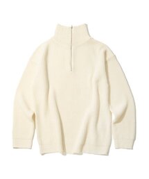 ハーフジップソリッドニット（クリーム）