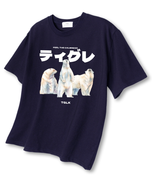 TI.GLAKE(ティーグレイク)の「スリーホワイトベア オーバーサイズ 半袖Tシャツ ネイビー(Tシャツ/カットソー・レディース・その他・LARGE/X-LARGE/XX-LARGE)」の1枚目の写真