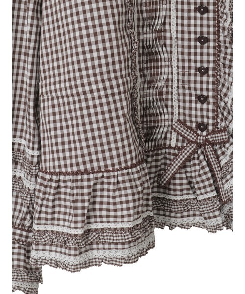 ギンガムチェックフード付きオーバーブラウス（シャツ/ブラウス