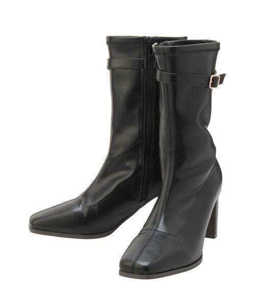 dazzlin（ダズリン）の「アンクルベルトミドルブーツ（ブーツ・レディース・ブラウン/ブラック/アイボリー・LARGE/MEDIUM）」の2枚目の写真