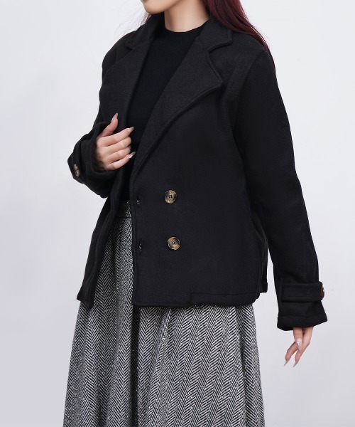 Miniministore(ミニミニストア)の「ウールタッチダブルブレストショートコート(ピーコート・レディース・アイボリー/キャメル/グレー/ブラック・FREE)」の14枚目の写真
